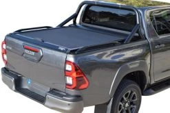 Tessera4x4 Roll Bar, Black Matt Stainless Steel, Sport Design, One And A Half Leg, Toyota Hilux 2016+